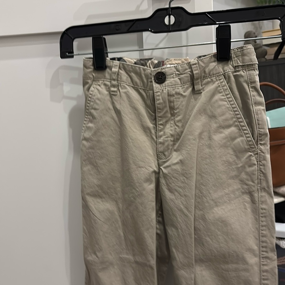 Burberry Children chino khakis with plaid Burberry trim.  Size 6Y